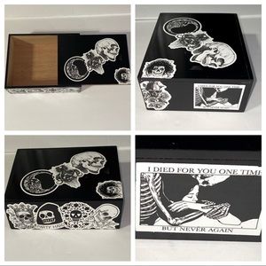 skull goth box storage Up cycled wood emo handmade